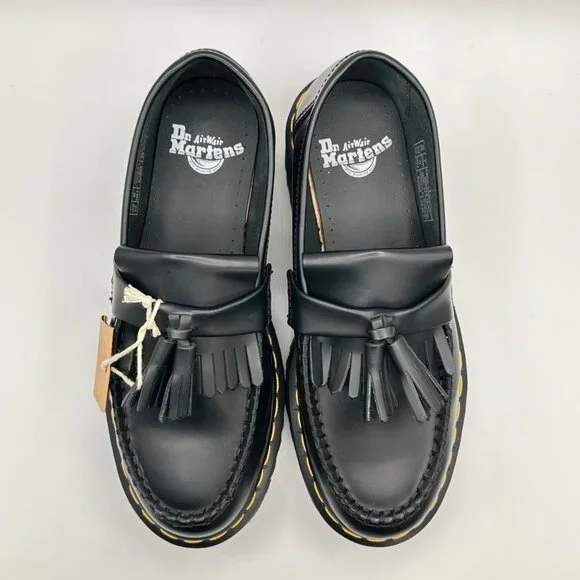 Dr. Martens Adrian Quad Black Leather Tassel Platform Loafers Women's 8 Men’s 7 - Picture 7 of 8